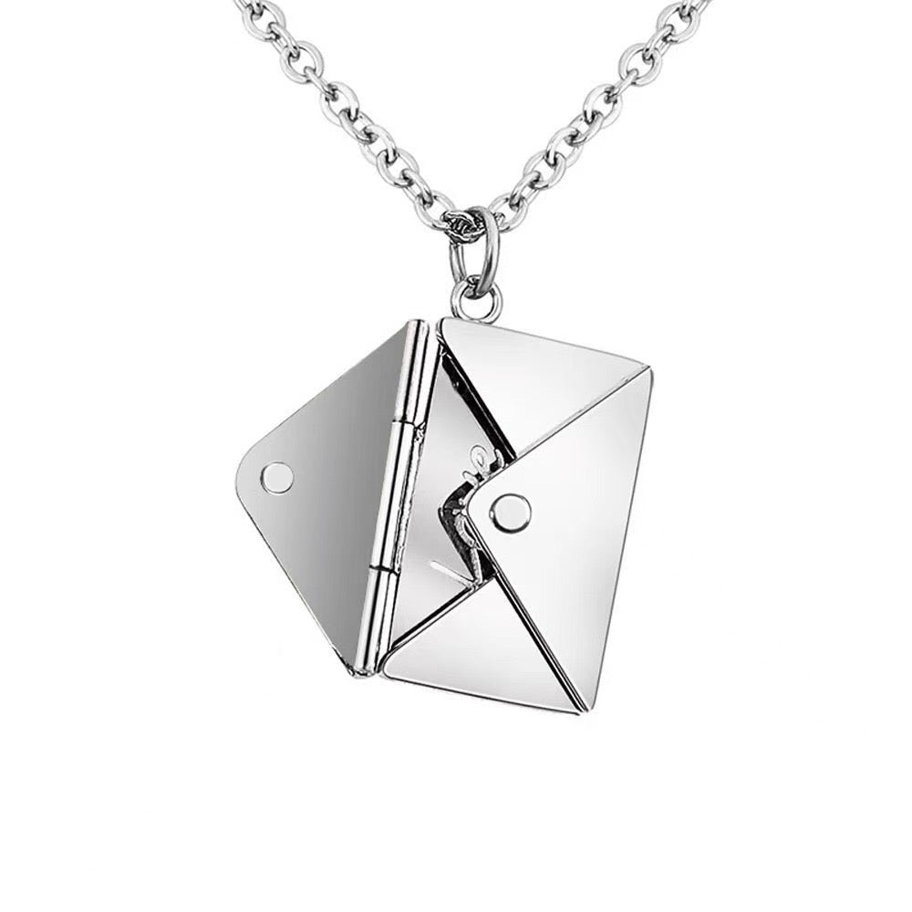 Unique Titanium Steel Envelope Necklace: A Creative Love Letter Pendant for Couples and Friends