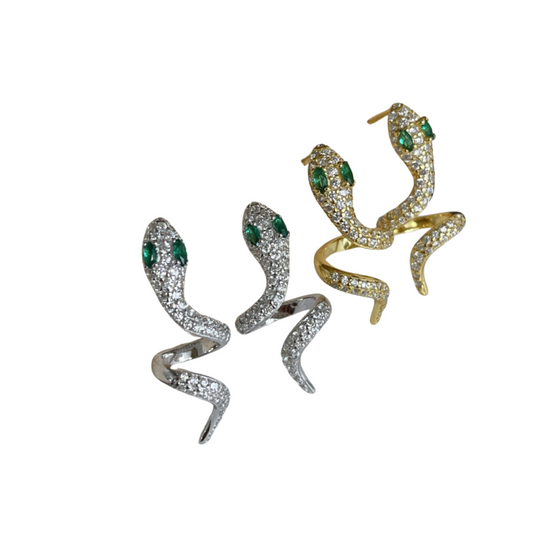 S925 Sterling Silver Snake-Shaped Stud Earrings – Elegant & Luxurious Style for Women