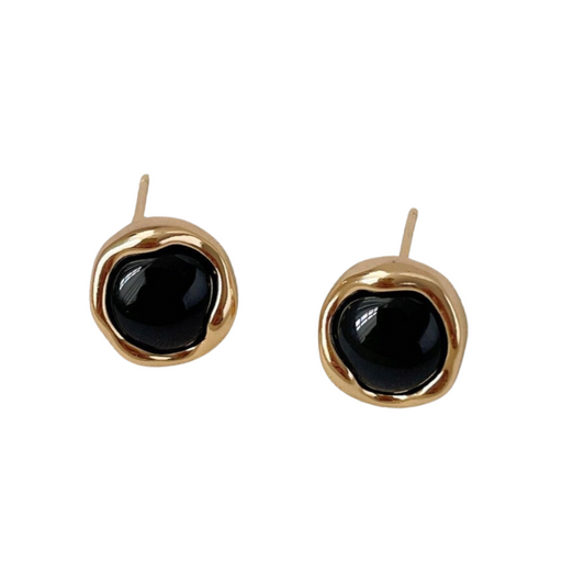 S925 Sterling Silver Vintage Black Onyx Stud Earrings – Classic, Elegant & Versatile