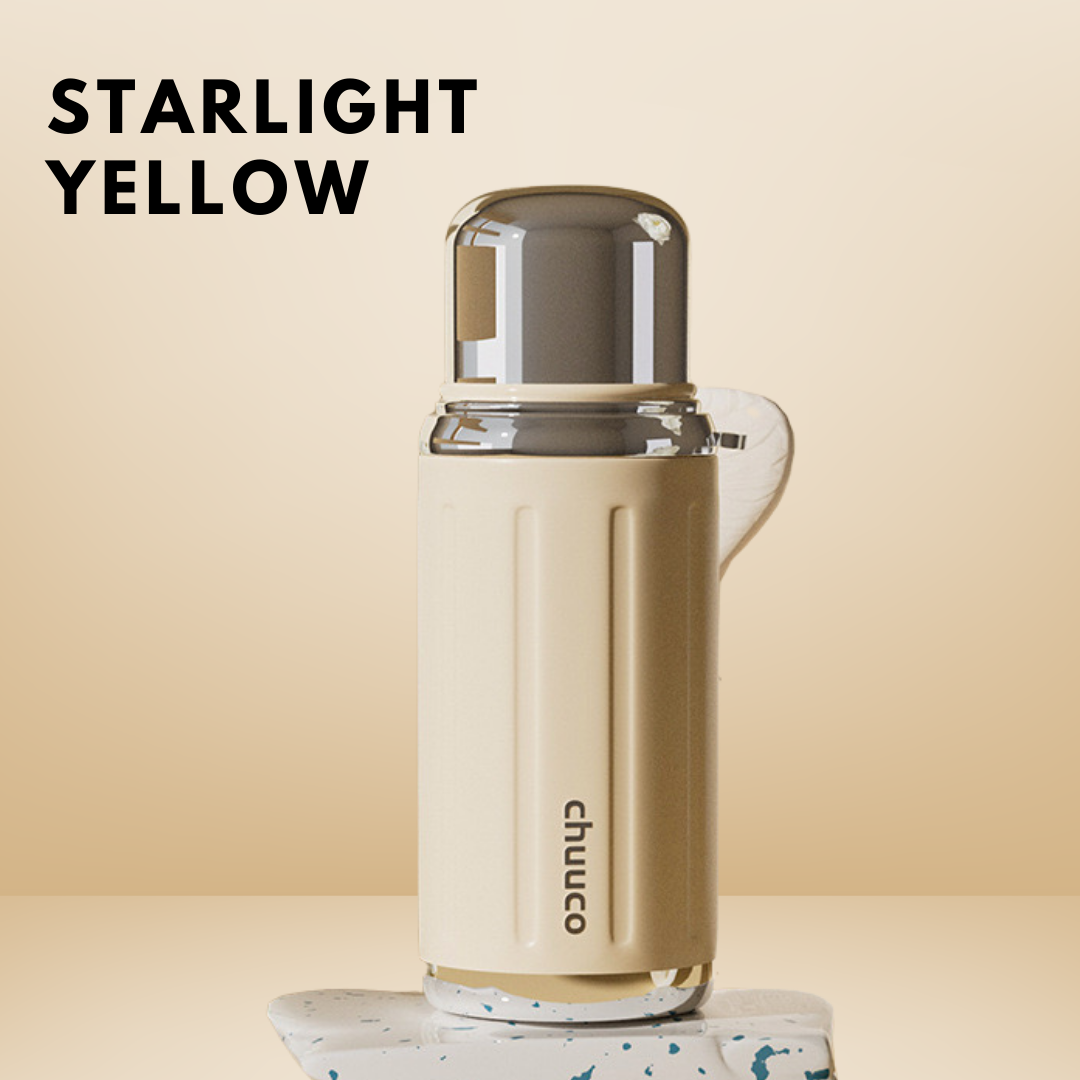 Break the Monotony: Reflective Tri-Color Thermos Cup Designed for Modern Living!-800ml