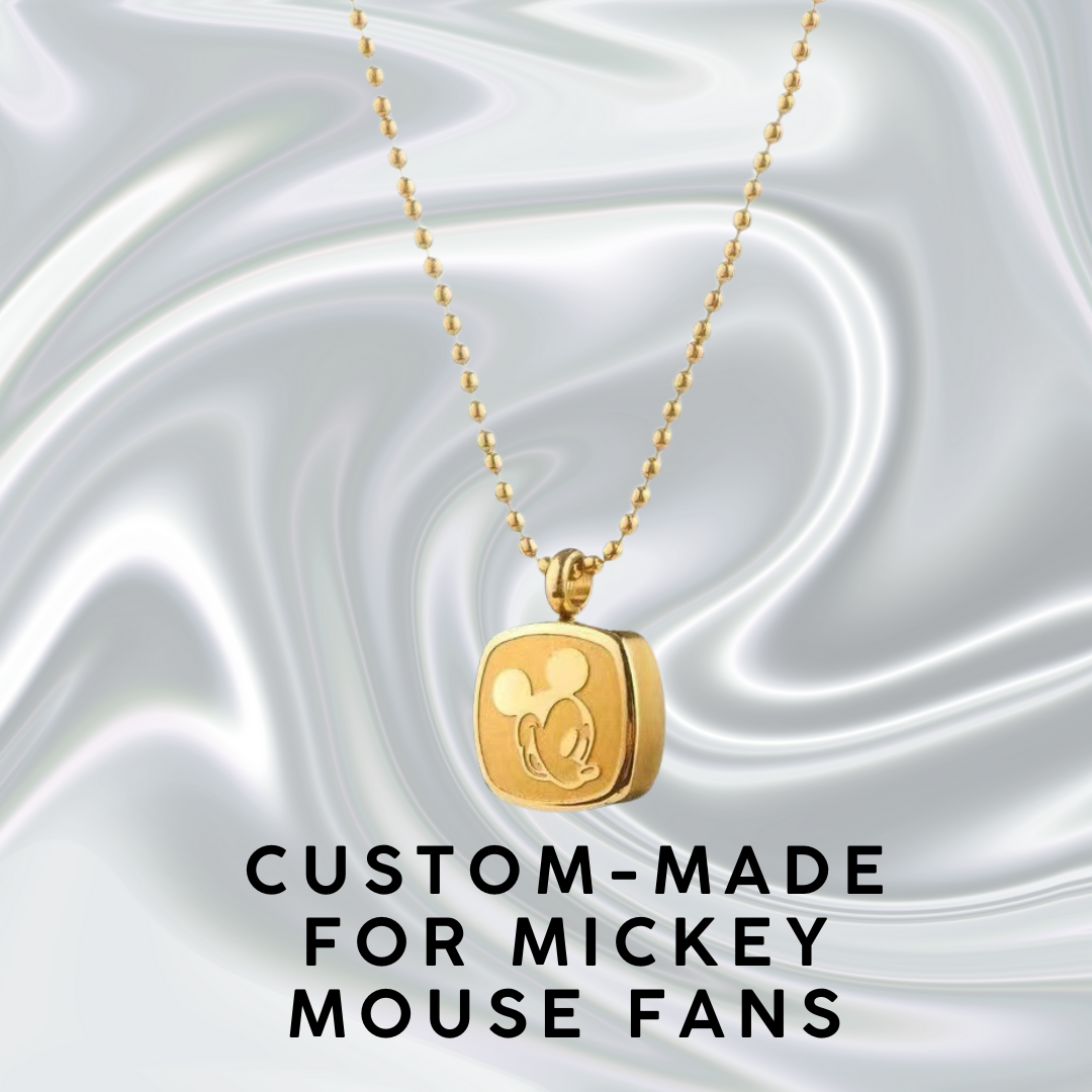 Mickey Mouse -Color-Fast Titanium Steel  Square Necklace