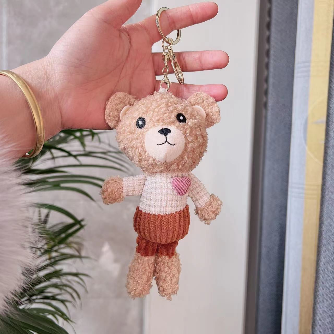 TikTok Teddy Bear Plush Doll Keychain – Adorable Heart Teddy Charm