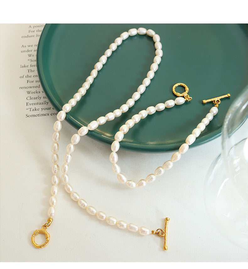 A Must-Have! Trendy Freshwater Pearl Bracelet with Geometric Design – Minimalist, Chic, and Tarnish-Free!