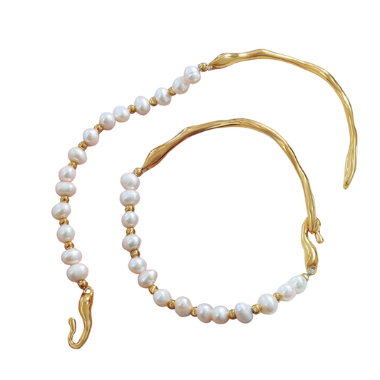 Geometric Freshwater Pearl Titanium Steel Bracelet - Trending French Style