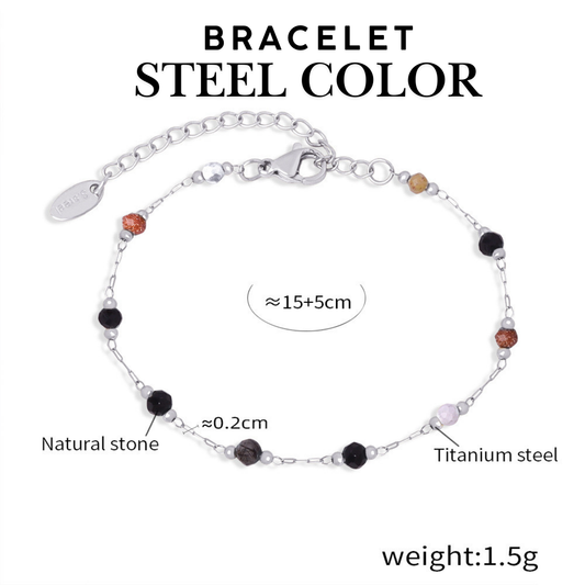 Hot-Selling INS Mixed Natural Stone Splicing Design Necklace, color-fast Titanium Steel 18K Gold Versatile Exquisite Bracelet for Women.