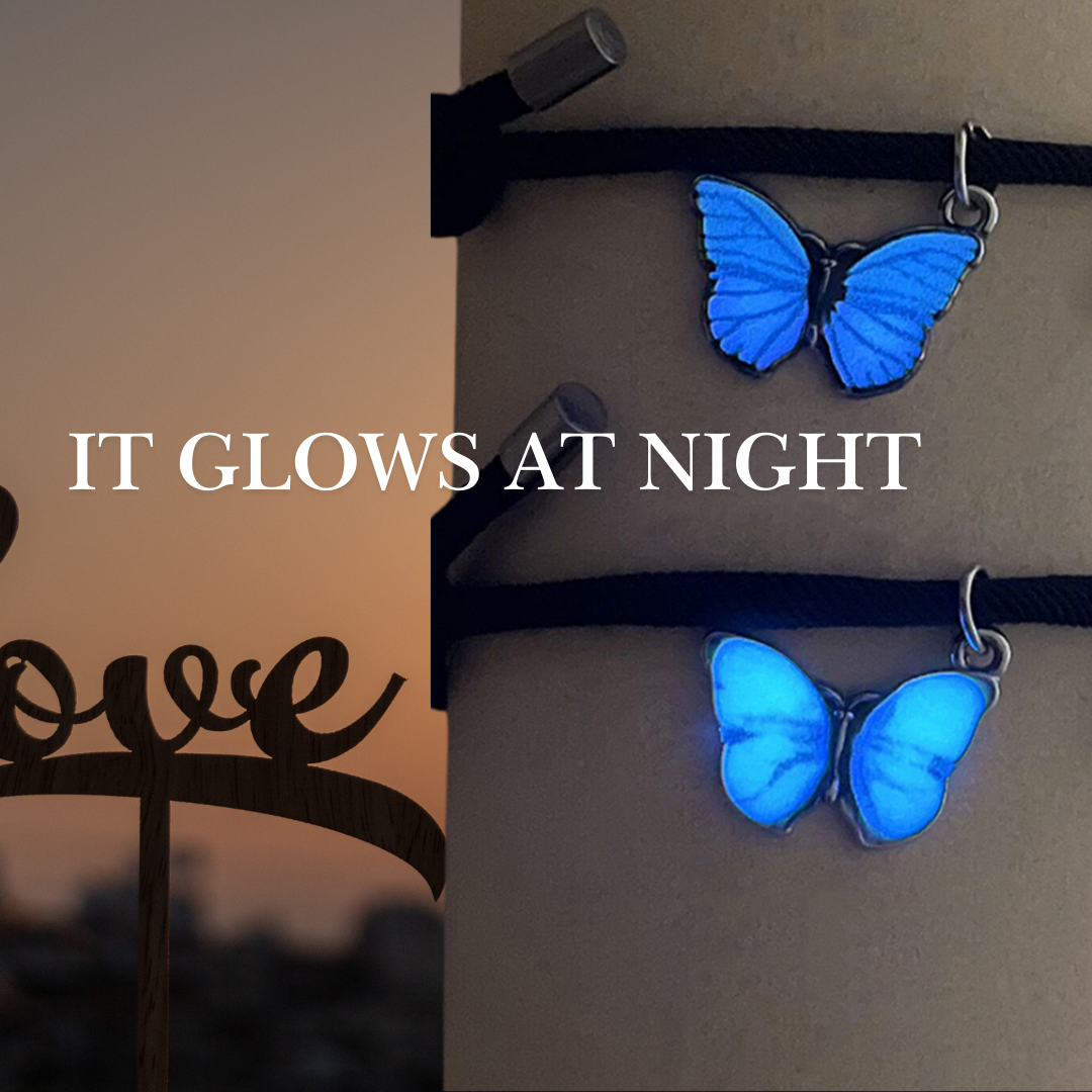 Glow Together: Magnetic Heart Butterfly Bracelets for Couples! Perfect for Date Night & Everyday Charm!