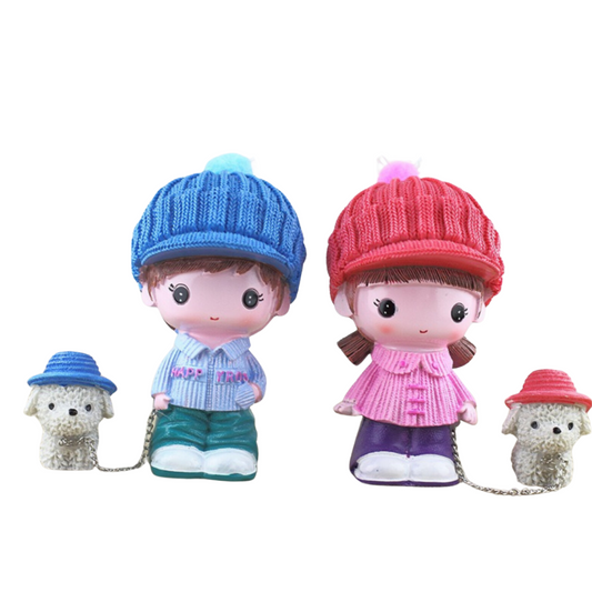 Hand made Bestselling Gift for Couples! Adorable Dog-Walking Figurines for Home and Car Decor