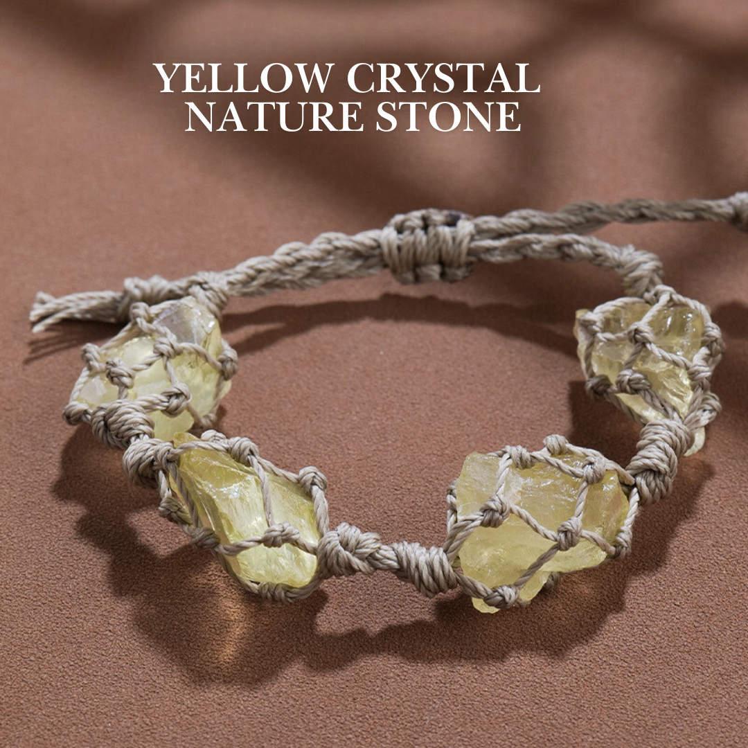 Natural Crystal Rough Stone Bracelet: Citrine, Amethyst, Rose Quartz – Embrace Nature’s Energy!