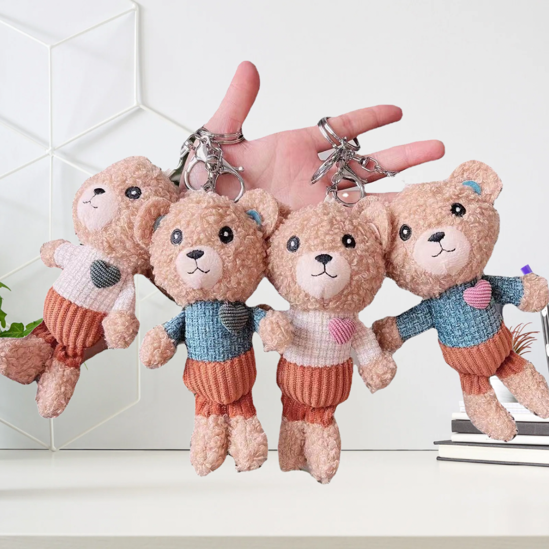 TikTok Teddy Bear Plush Doll Keychain – Adorable Heart Teddy Charm