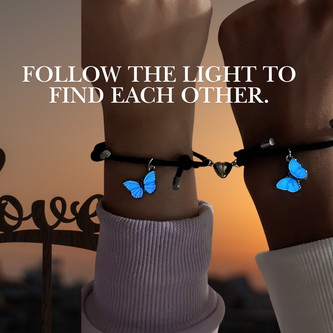 Glow Together: Magnetic Heart Butterfly Bracelets for Couples! Perfect for Date Night & Everyday Charm!