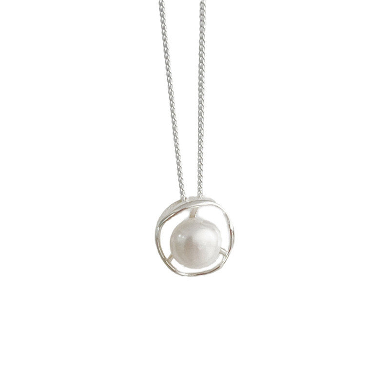 Bestseller: Elegant Minimalist Hollow Irregular Freshwater Pearl Pendant Necklace – INS Aesthetic 925 Sterling Silver Lock Chain for Women