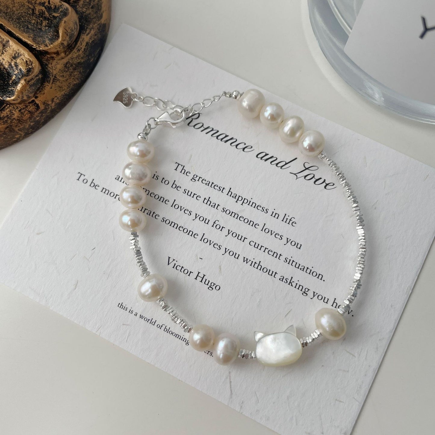 Best-Seller Alert! You’ll Regret Not Buying This! Unique Niche Style · Adorable Cat & Natural Pearl Bracelet - Elevate Your Elegance with Details that Reflect Your Taste!