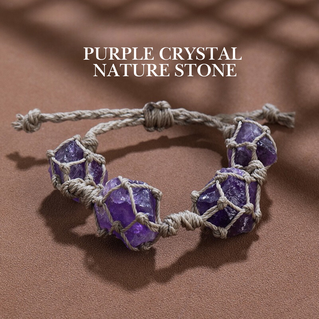 Natural Crystal Rough Stone Bracelet: Citrine, Amethyst, Rose Quartz – Embrace Nature’s Energy!