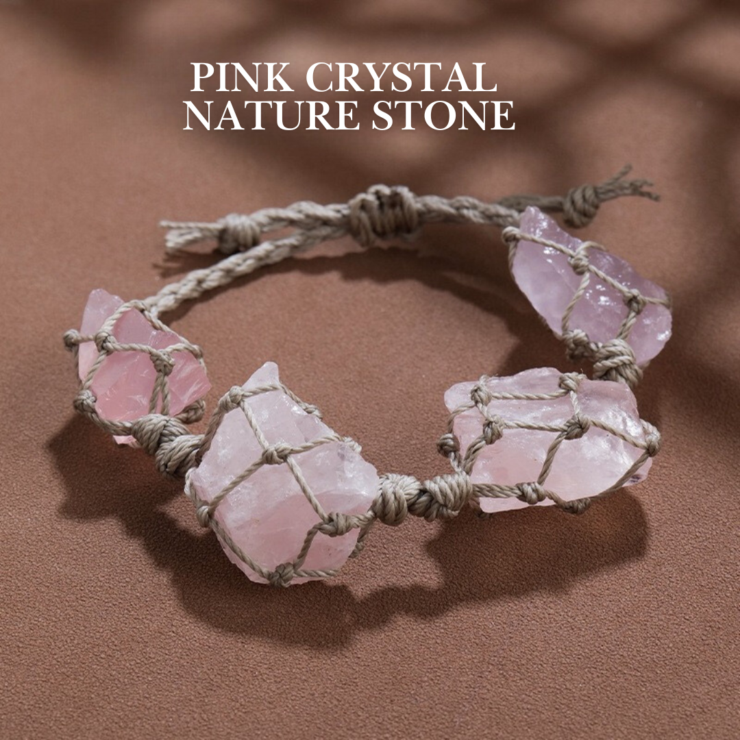 Natural Crystal Rough Stone Bracelet: Citrine, Amethyst, Rose Quartz – Embrace Nature’s Energy!